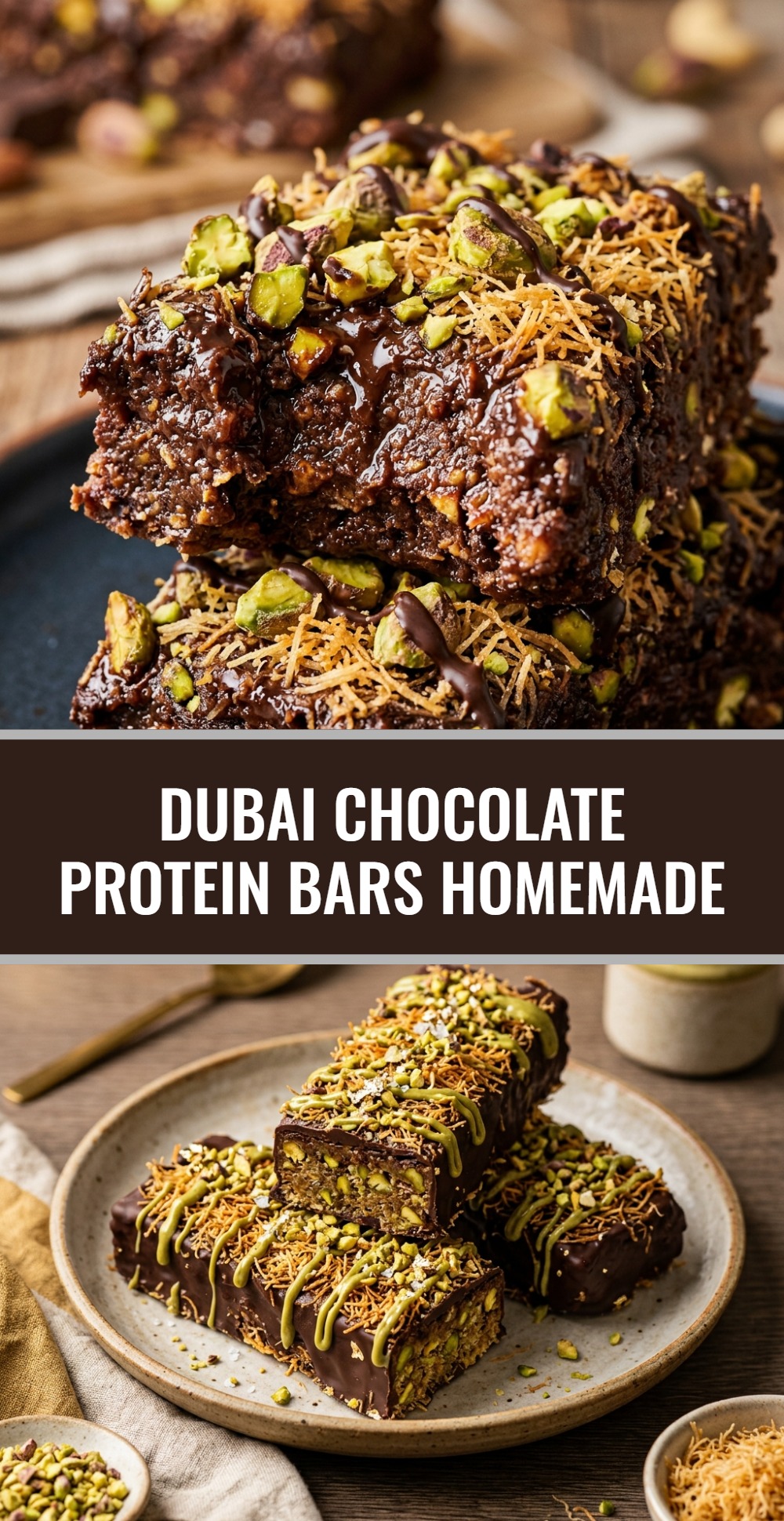 Dubai Chocolate Protein Bars Homemade