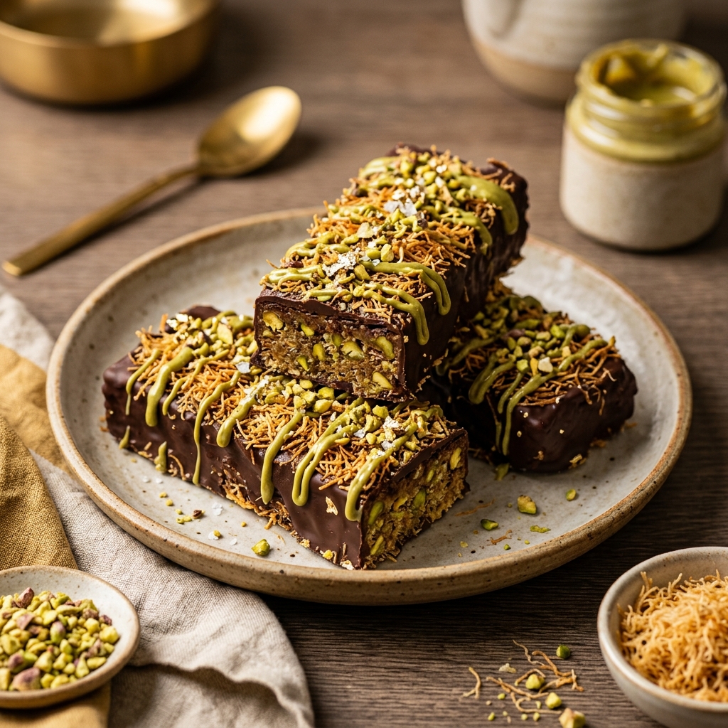 Dubai Chocolate Protein Bars Homemade