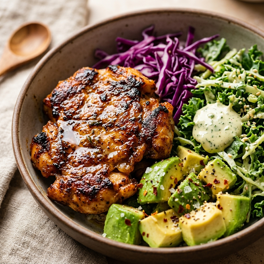 Smash Chicken Burger Bowl Low Carb