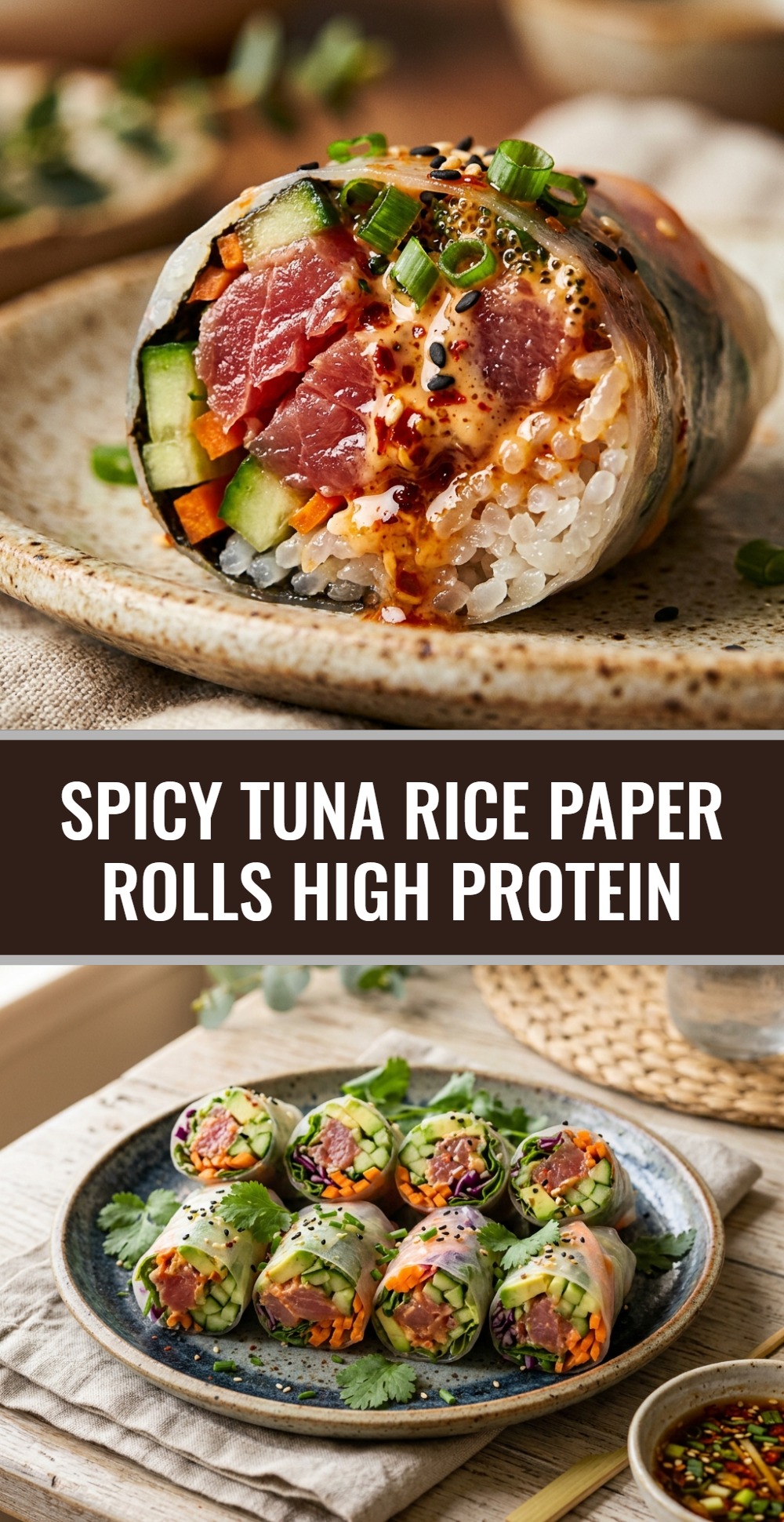 Spicy Tuna Rice Paper Rolls High Protein